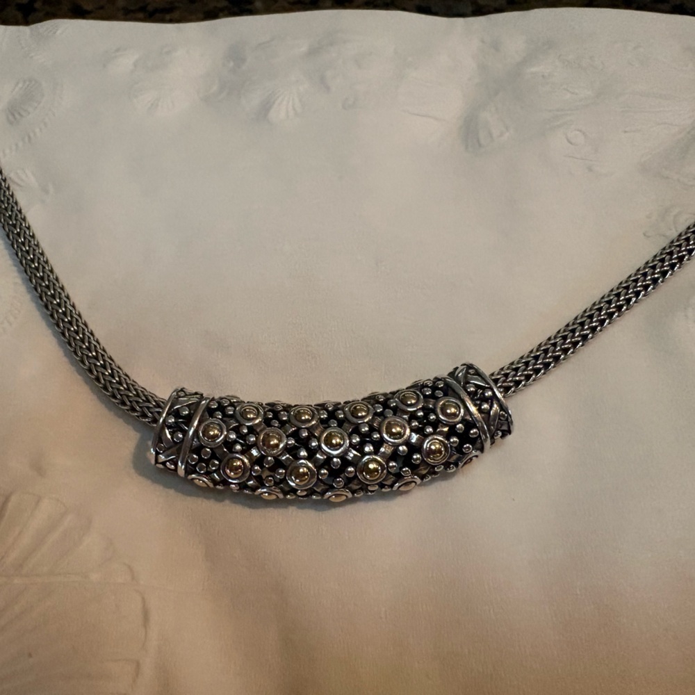 John Hardy 18k Gold and Sterling Silver Dot Collection Necklace Slide. - Picture 5 of 5